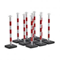 Plastový bariérový stĺpik, 10 ks, červeno-biely