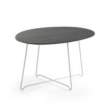 Kaviarenský stôl IRIS, asymetrický, biela, čierny dub