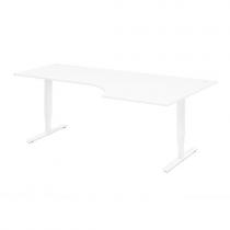 Kancelársky stôl s nastaviteľnou výškou, rohový, pravý, 1800x1200 mm, biela