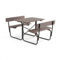 Záhradný stôl s lavicami, 1000x1680 mm, hnedá borovica/čierna