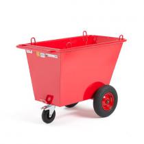 Odpadový vozík 400 L, protipriepustné kolesá, červený